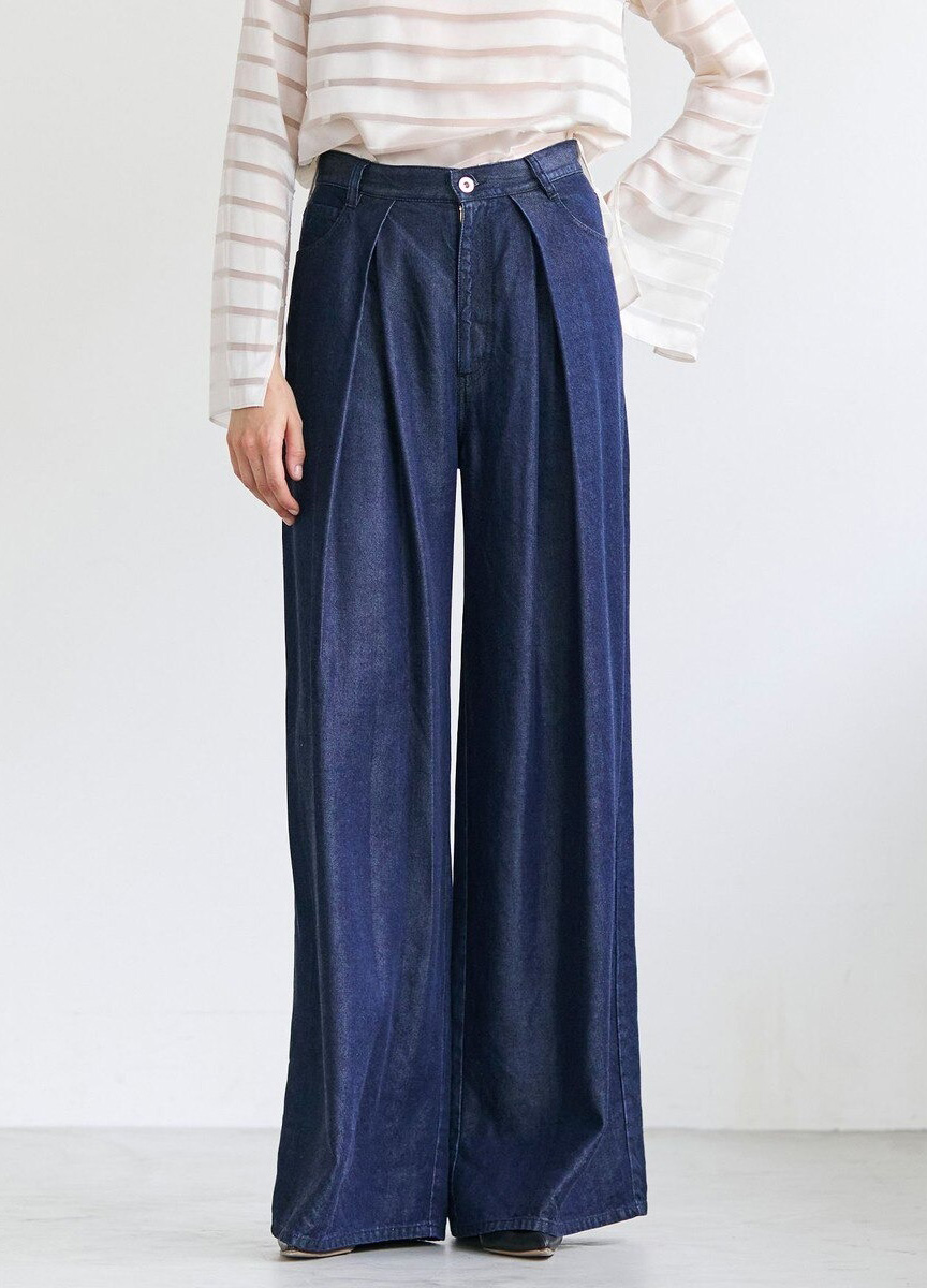 質感打褶高腰寬褲